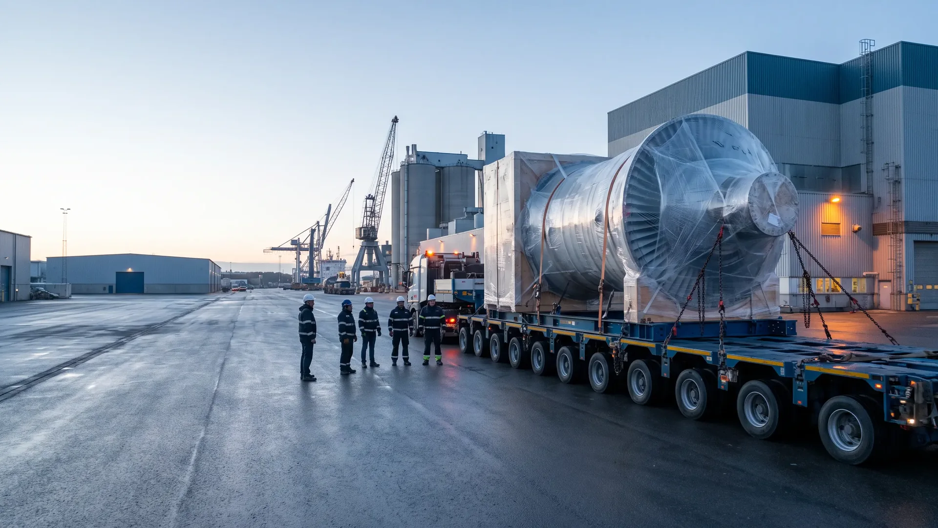 An oversized energy component prepared for specialist transport