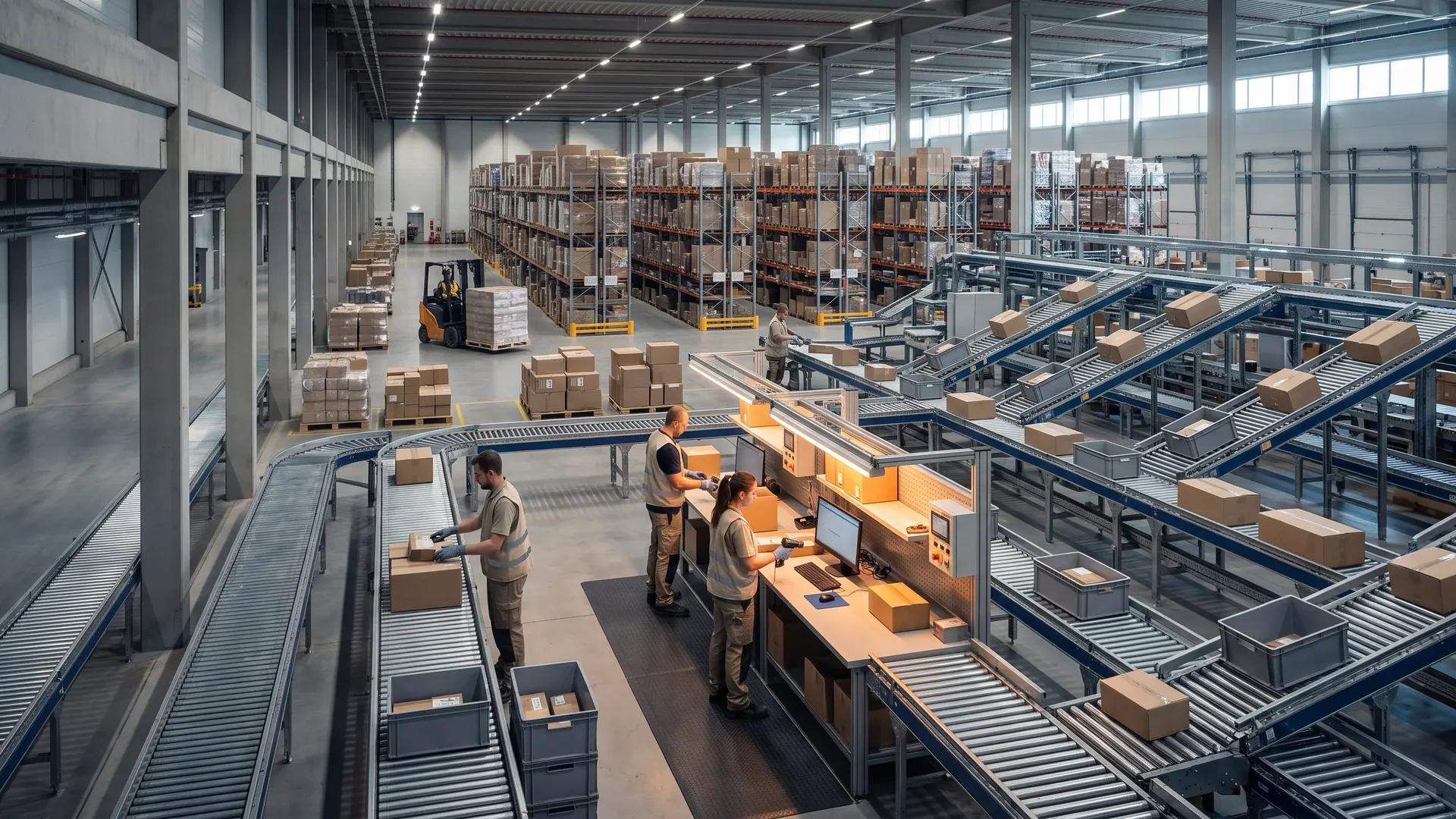 Retail orders moving through an automated fulfilment centre